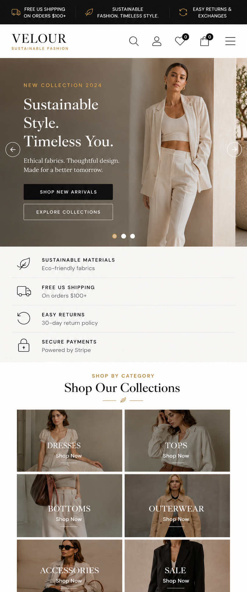 VELOUR Fashion WooCommerce Store mobile view